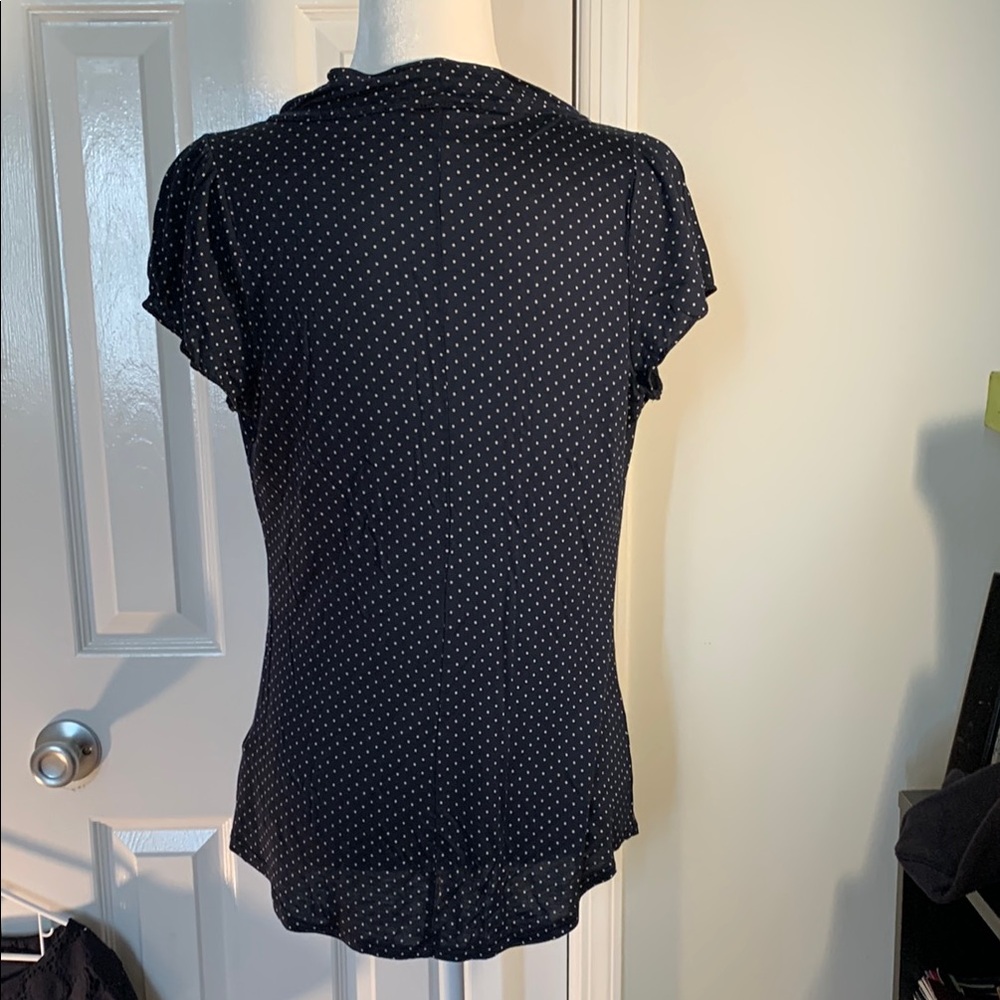 Navy Polka Dot Cowl Neck Top - Picture 4 of 6